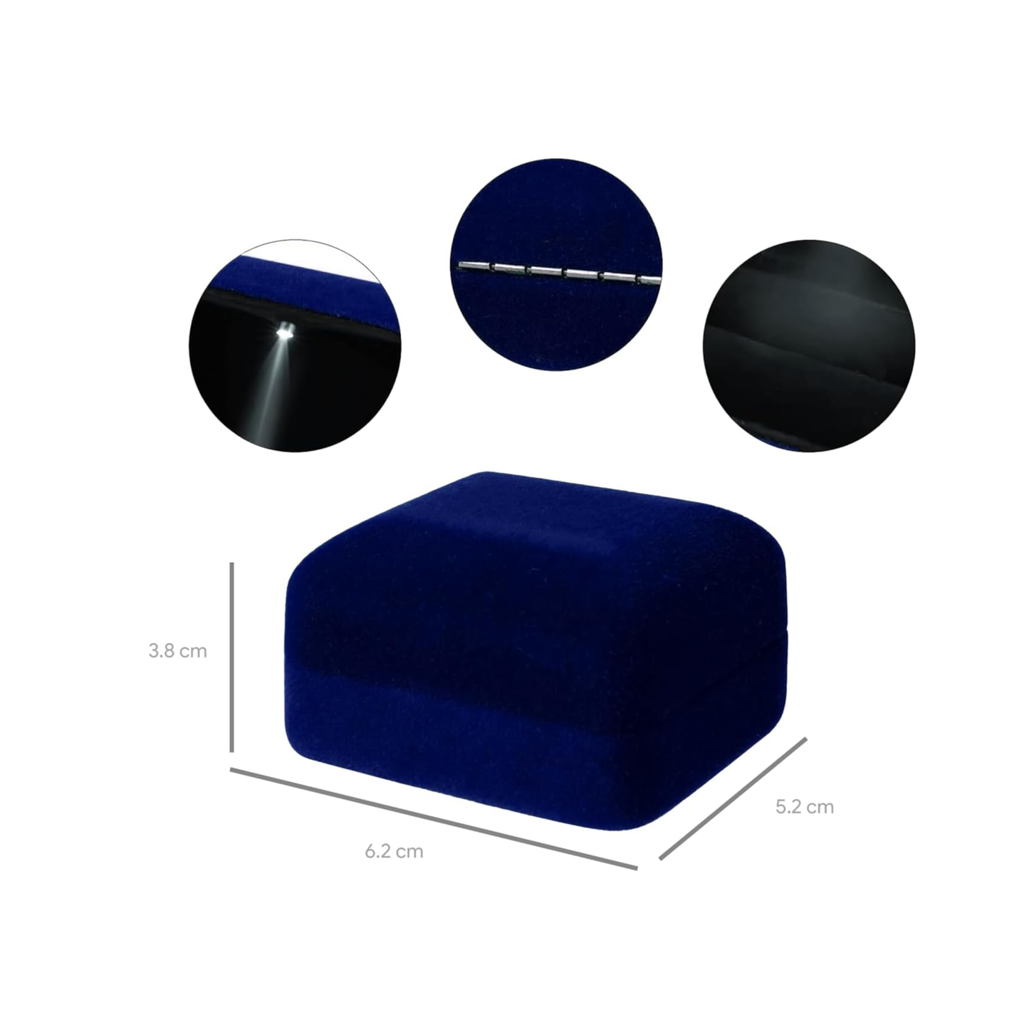 Blau Ringbox aus Samt Velvet mit LED – Ringschatulle mit Beleuchtung für Verlobung & Antrag