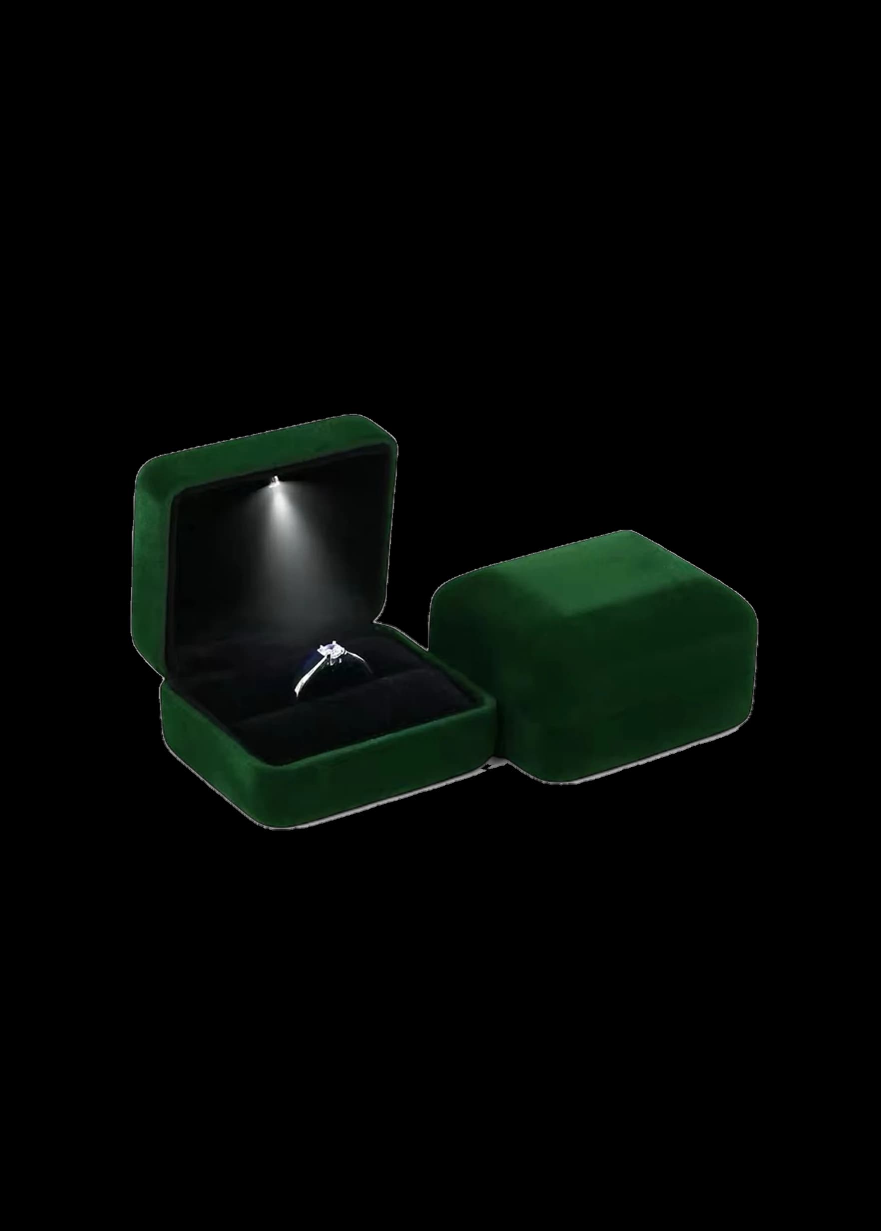 Ringschatulle mit LED-Licht aus grünem Samt – Elegante Ringbox mit Beleuchtung