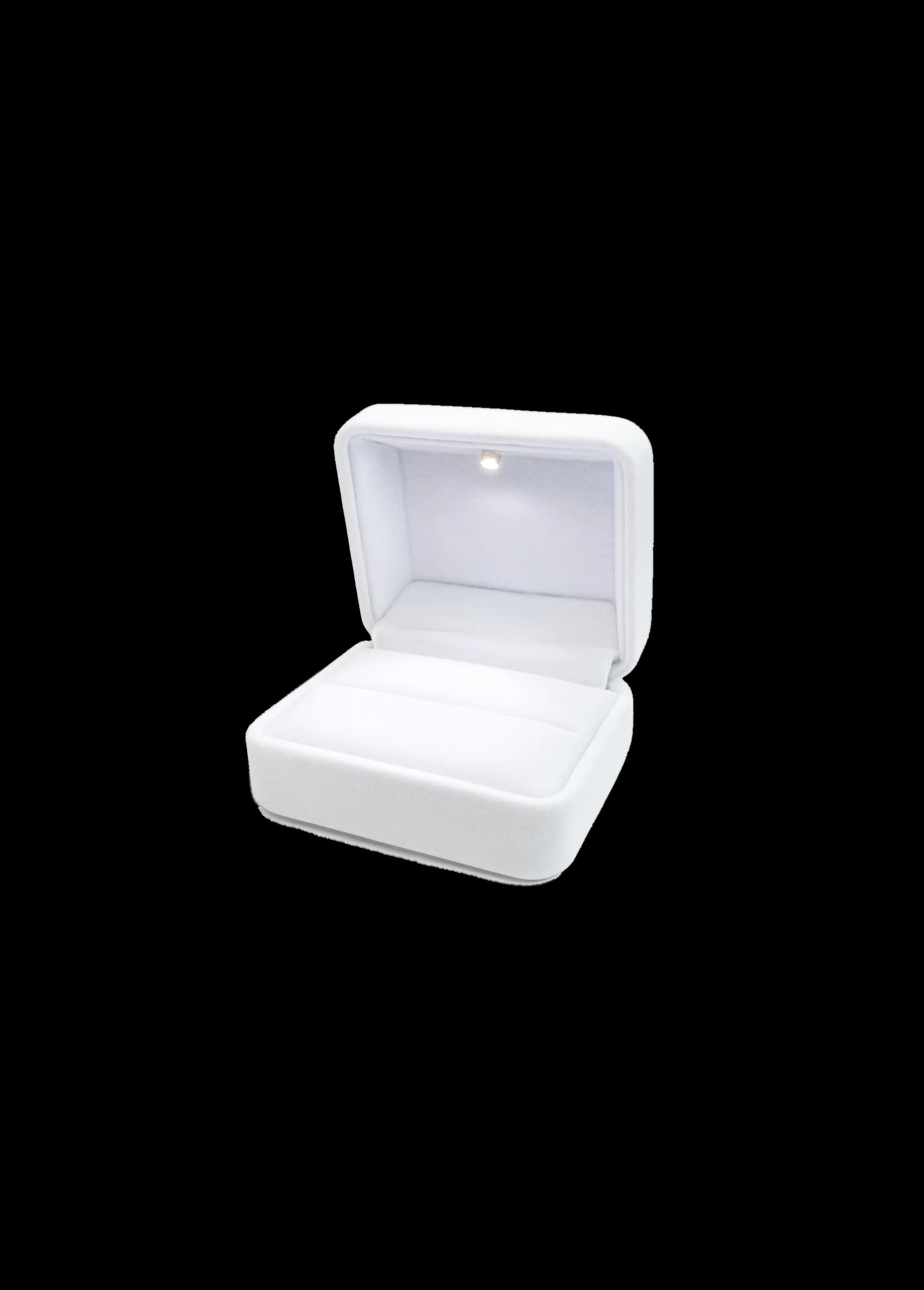 Weiß Ringbox mit LED Licht – Ringschachtel Ring Samt Weiss- Ringschatulle mit LED-Beleuchtung