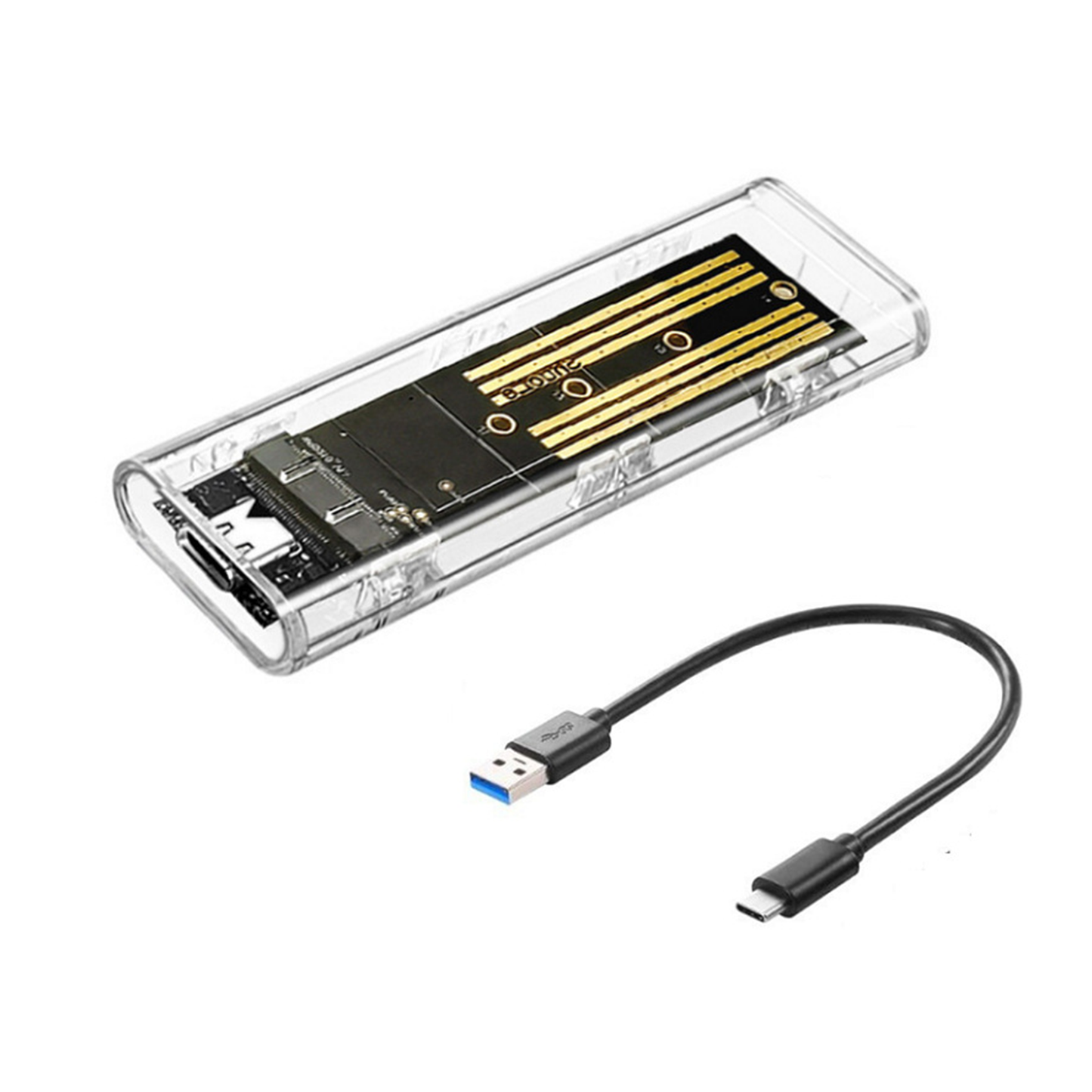 M.2 NVMe SSD Gehäuse, USB-C 3.1 10Gbps, für 2230-2280 SSDs, 4TB Kapazität, Transparent