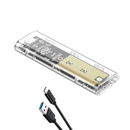 M.2 NVMe SSD Gehäuse, USB-C 3.1 10Gbps, für 2230-2280 SSDs, 4TB Kapazität, Transparent