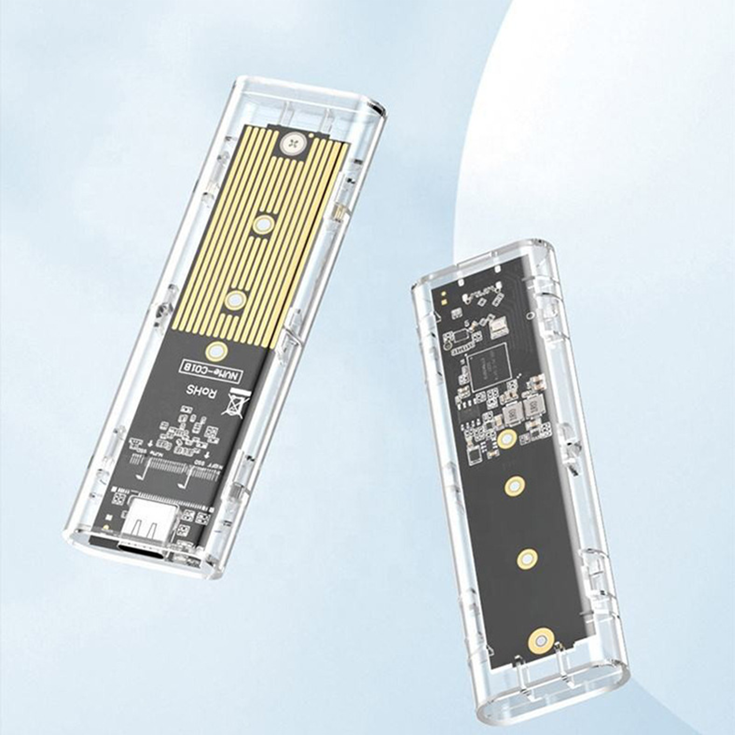 M.2 NVMe SSD Gehäuse, USB-C 3.1 10Gbps, für 2230-2280 SSDs, 4TB Kapazität, Transparent