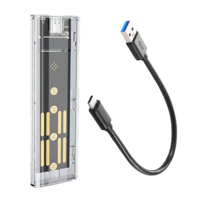 M.2 NVMe SSD Gehäuse, USB-C 3.1 10Gbps, für 2230-2280 SSDs, 4TB Kapazität, Transparent