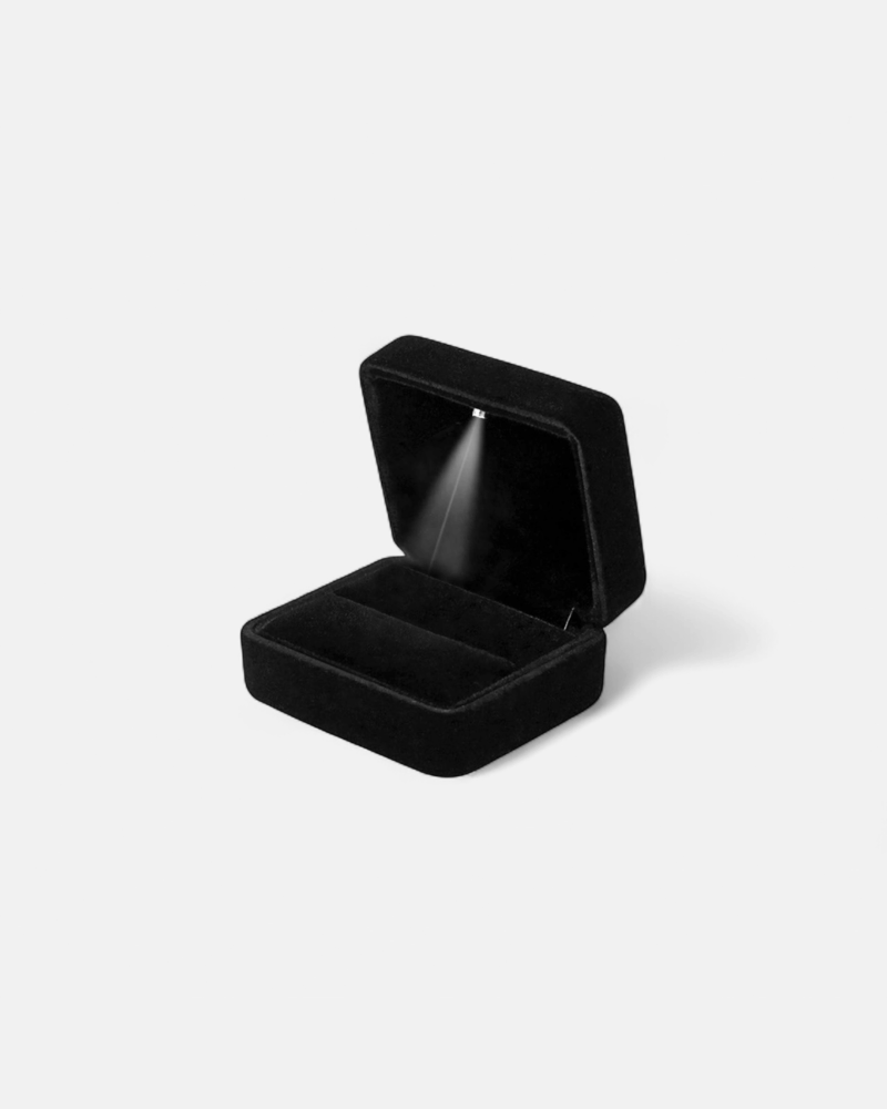 Ringschatulle Schwarz mit Licht - Ringschachtel mit LED-Licht aus Schwarzem Samt