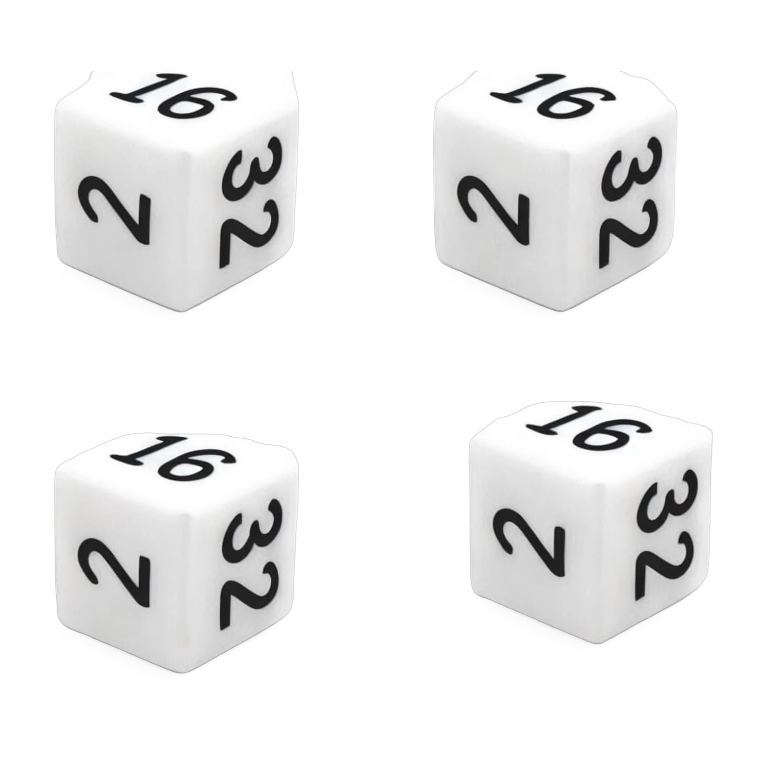 Backgammon-Dopplerwürfel im 4er-Set, Weiß oder Elfenbein