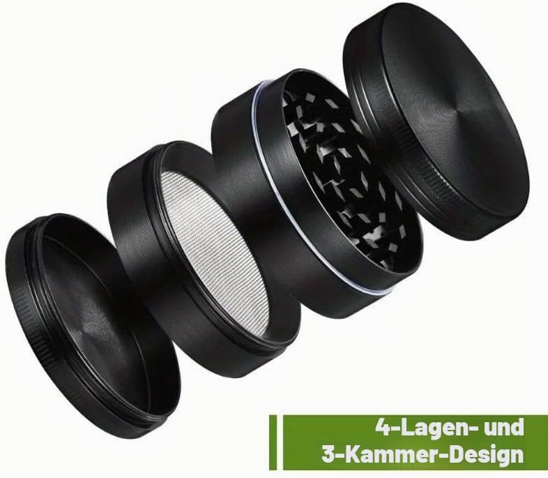 Kräuter- und Gewürzmühle (Grinder) Ø 50 mm, 4-teilig, Aluminium – Ansicht 10
