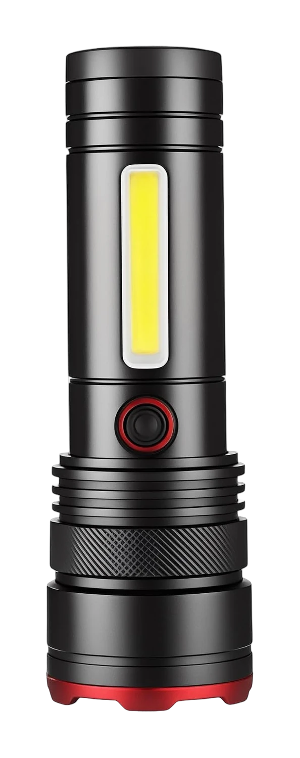 LED-Taschenlampe aus Aluminium, zoombar, per USB-C aufladbar