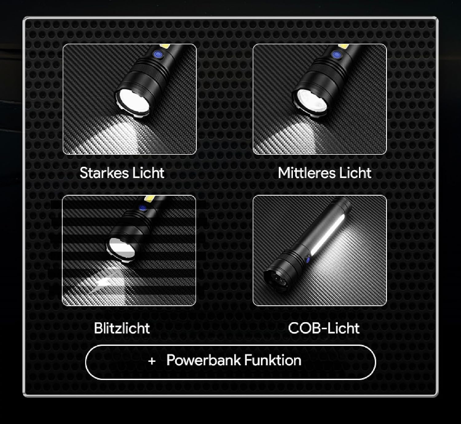 LED-Taschenlampe aus Aluminium, zoombar, per USB-C aufladbar – Ansicht 5