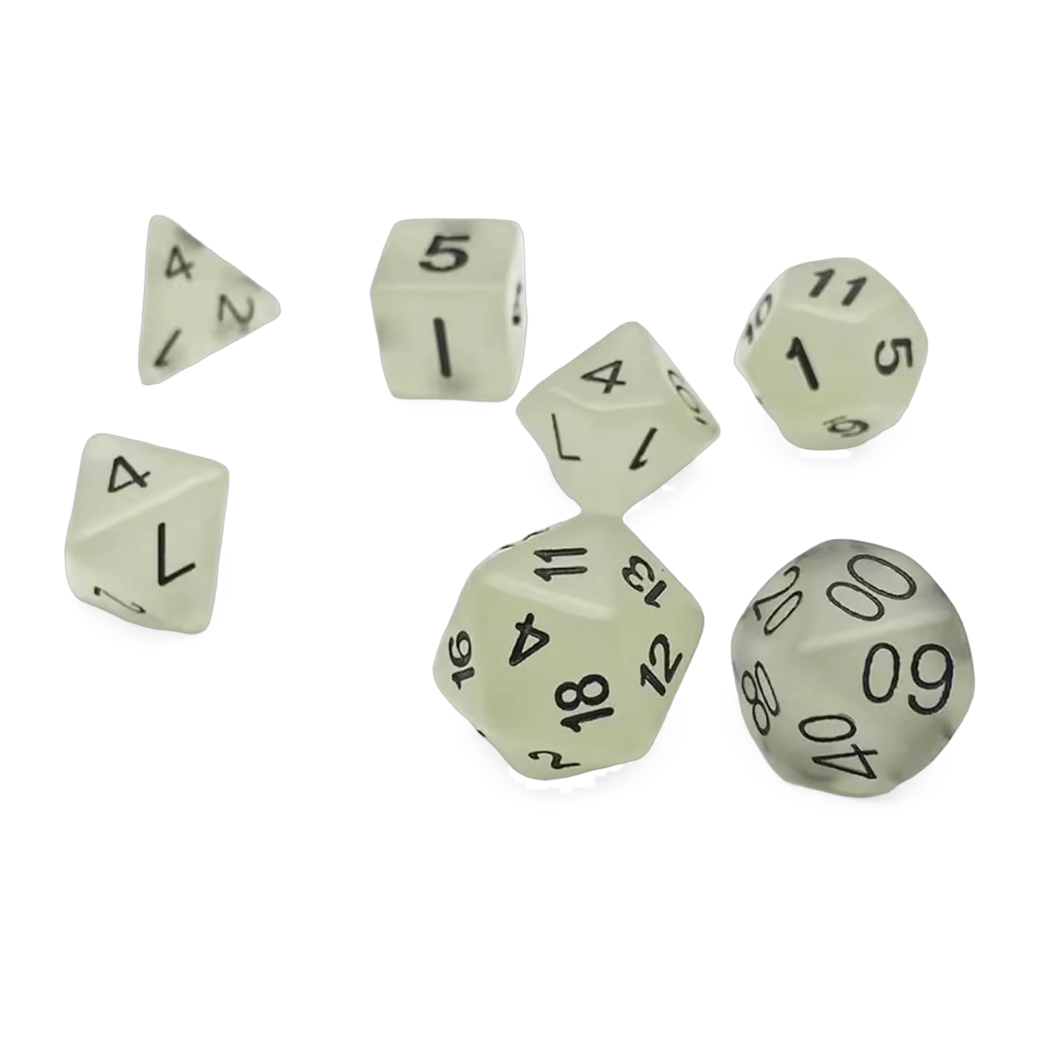 Leuchtendes Rollenspiel-Würfelset, 7-teilig, im Samtbeutel – Ansicht 3