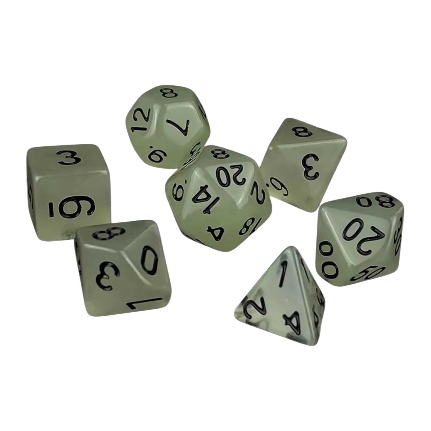 Leuchtendes Rollenspiel-Würfelset, 7-teilig, im Samtbeutel – Ansicht 5