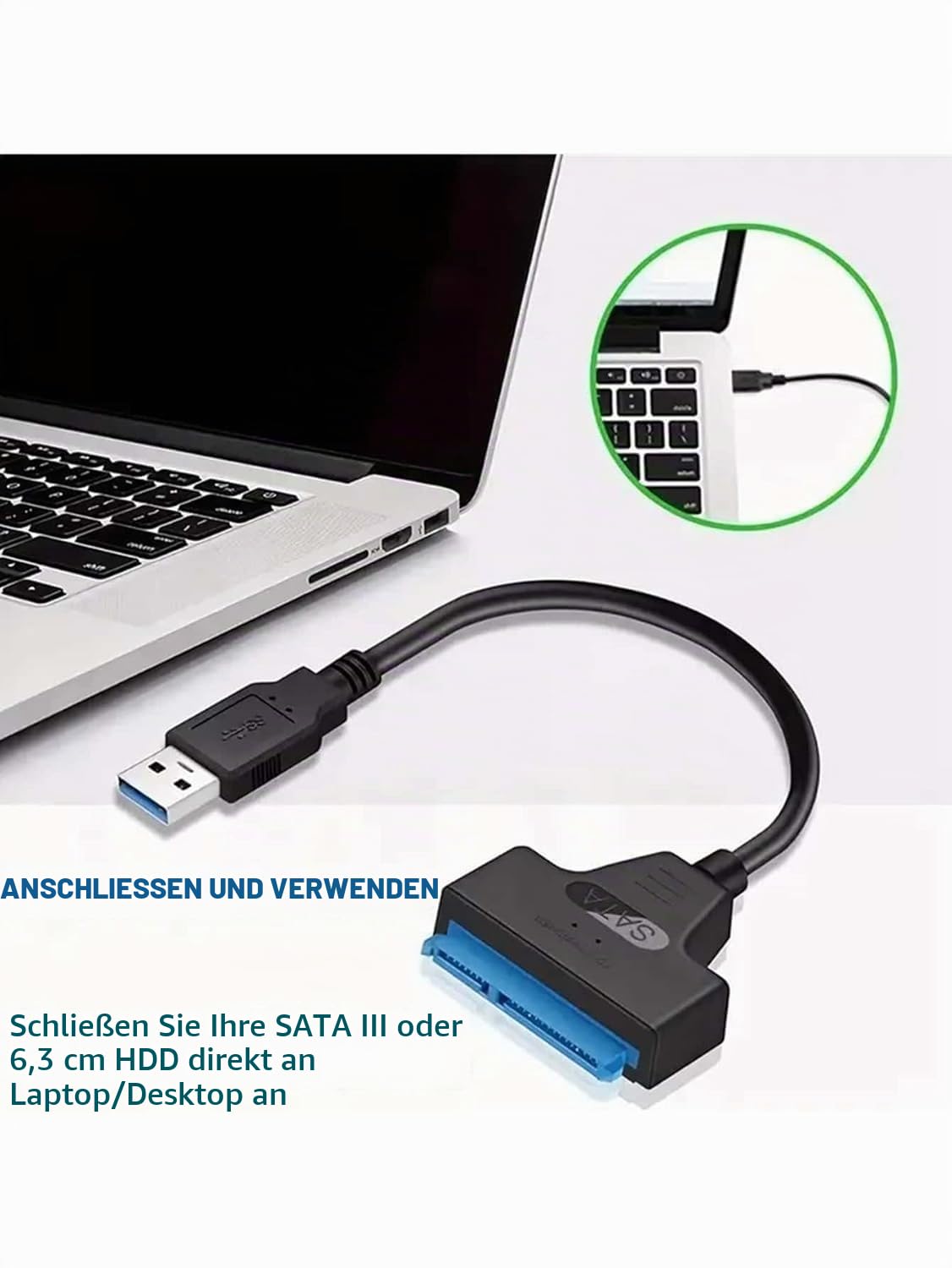 USB-auf-SATA-Adapter für 2,5-Zoll-SSD und -HDD – USB-C oder USB-A – USB-A – Ansicht 4