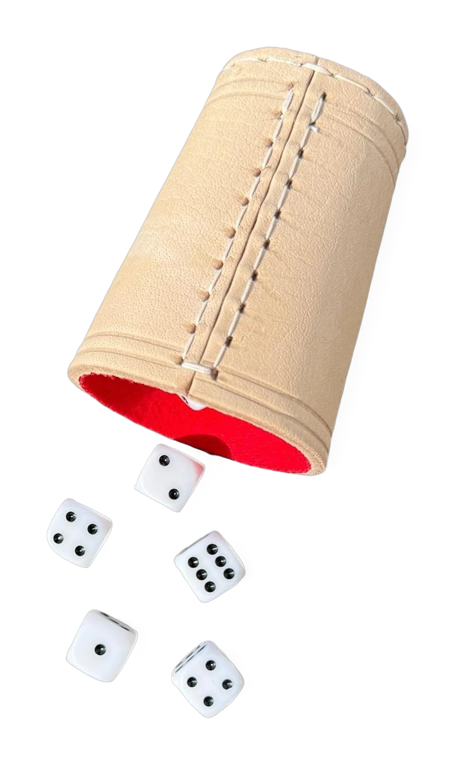 Würfelbecher aus Echtleder mit Filz und Würfeln – Ansicht 7